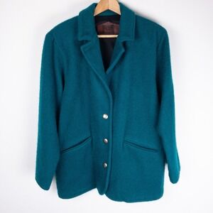 VTG Woolrich Pea Coat Womens Medium Green Made in USA Pockets Classic